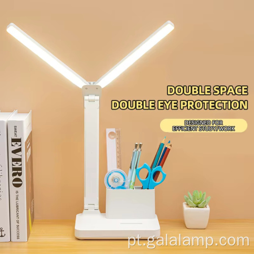 Candeeiro de mesa LED minimalista de cabeça dupla